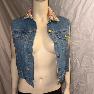 Vintage JouJou denim vest with beading